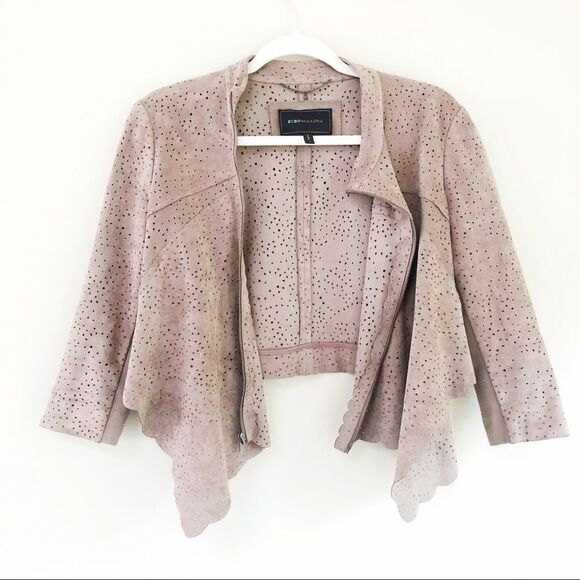BCBG Maxazria Peekaboo Hole Brown Suede Jacket - Picture 1 of 11